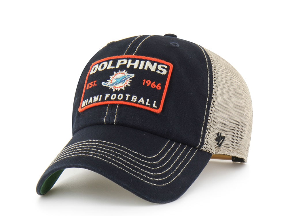 47 Brand Miami Dolphins Washed Black Clean Up Strapback Casquette