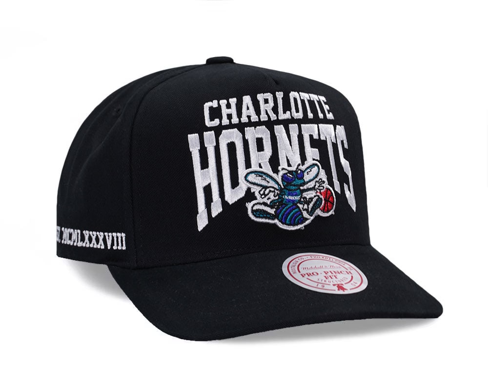 Mitchell & Ness Charlotte Hornets Black Pro Pinch Fit Snapback Casquette