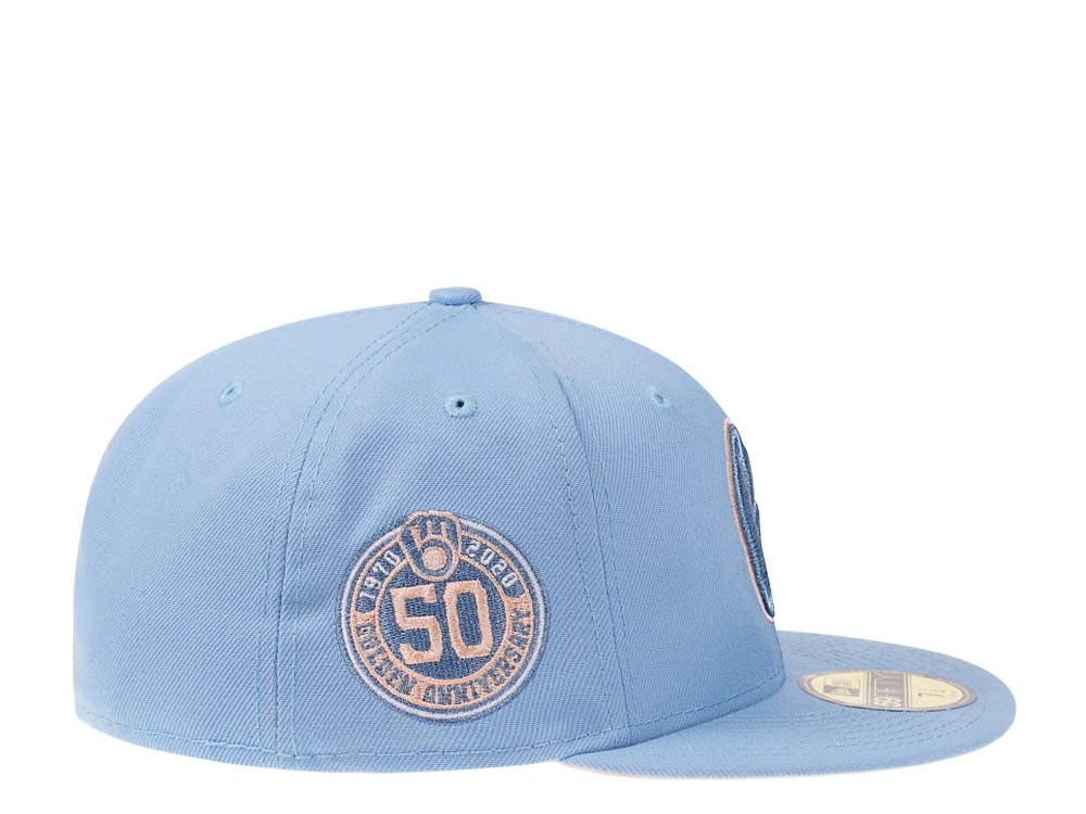 New Era Milwaukee Brewers 50th Anniversary Summer Sky Peach Edition 59Fifty Fitted Casquette