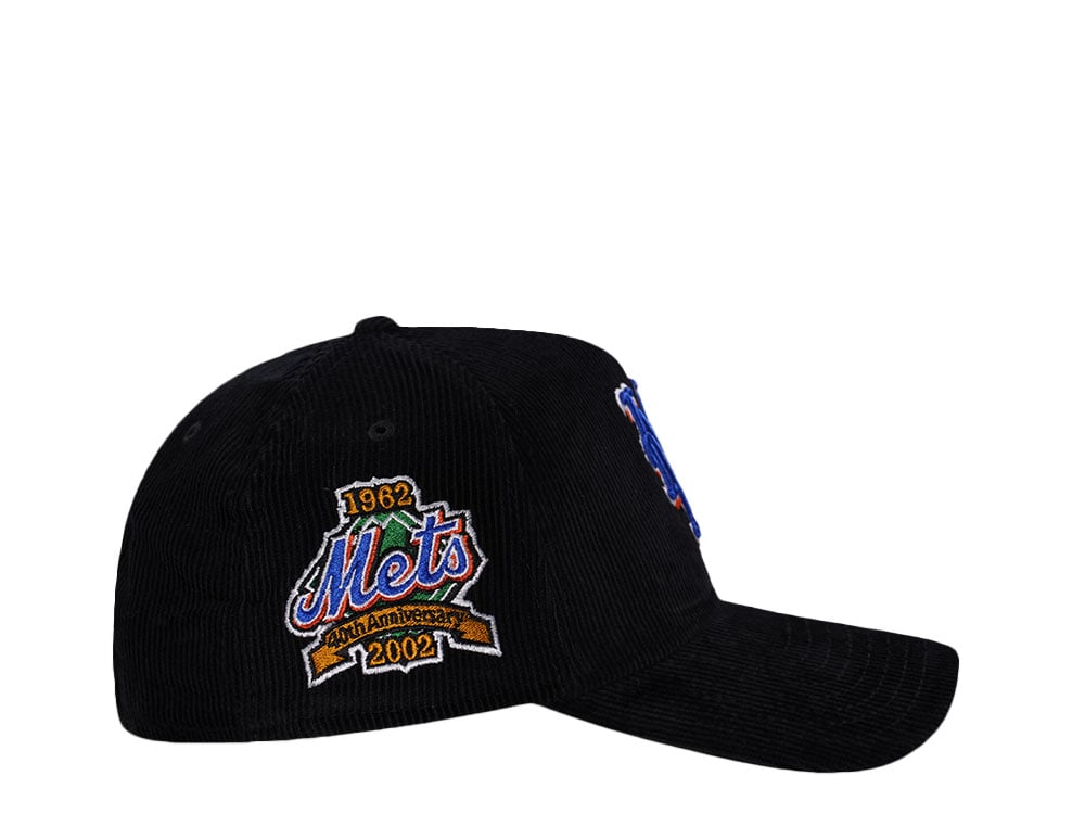 New Era New York Mets 40th Anniversary Black Throwback Corduroy Edition 9Forty A Frame Snapback Casquette