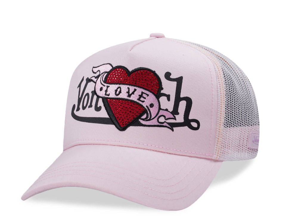 Von Dutch Love Heart Patch Pink Trucker Snapback Casquette