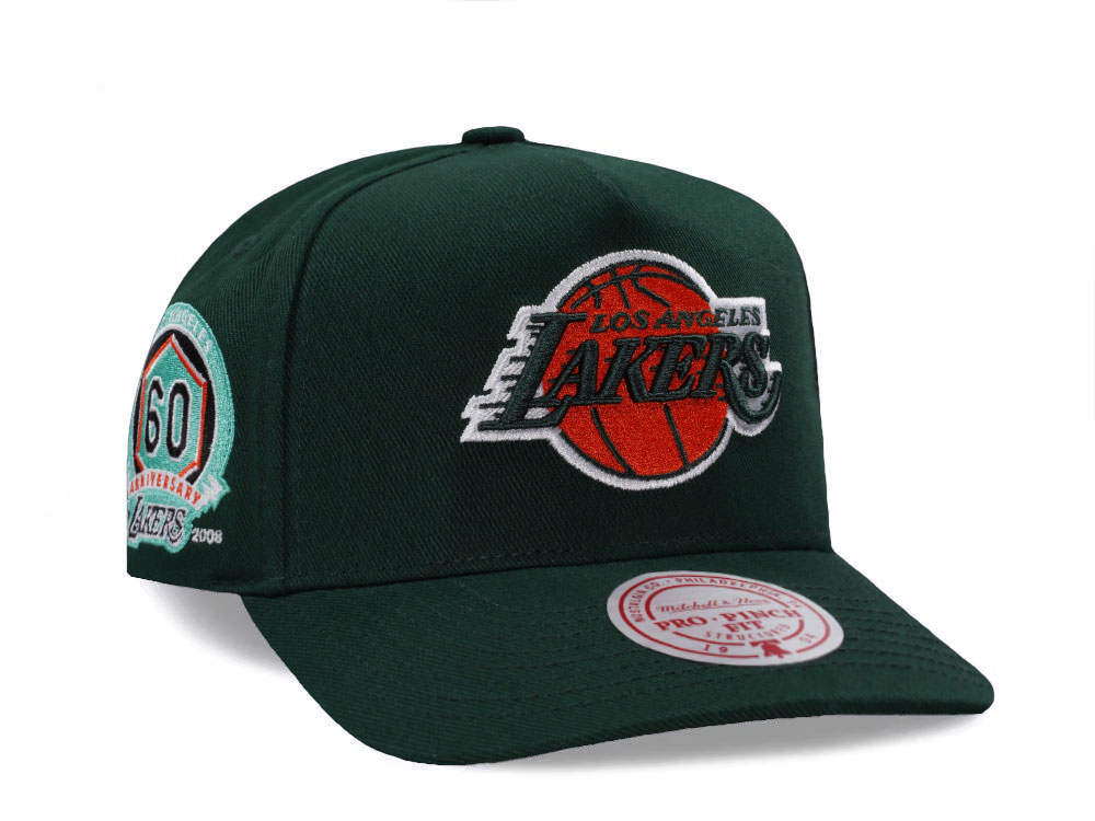Mitchell & Ness Los Angeles Lakers 60th Anniversary Green Edition Pro Pinch Fit Snapback Casquette