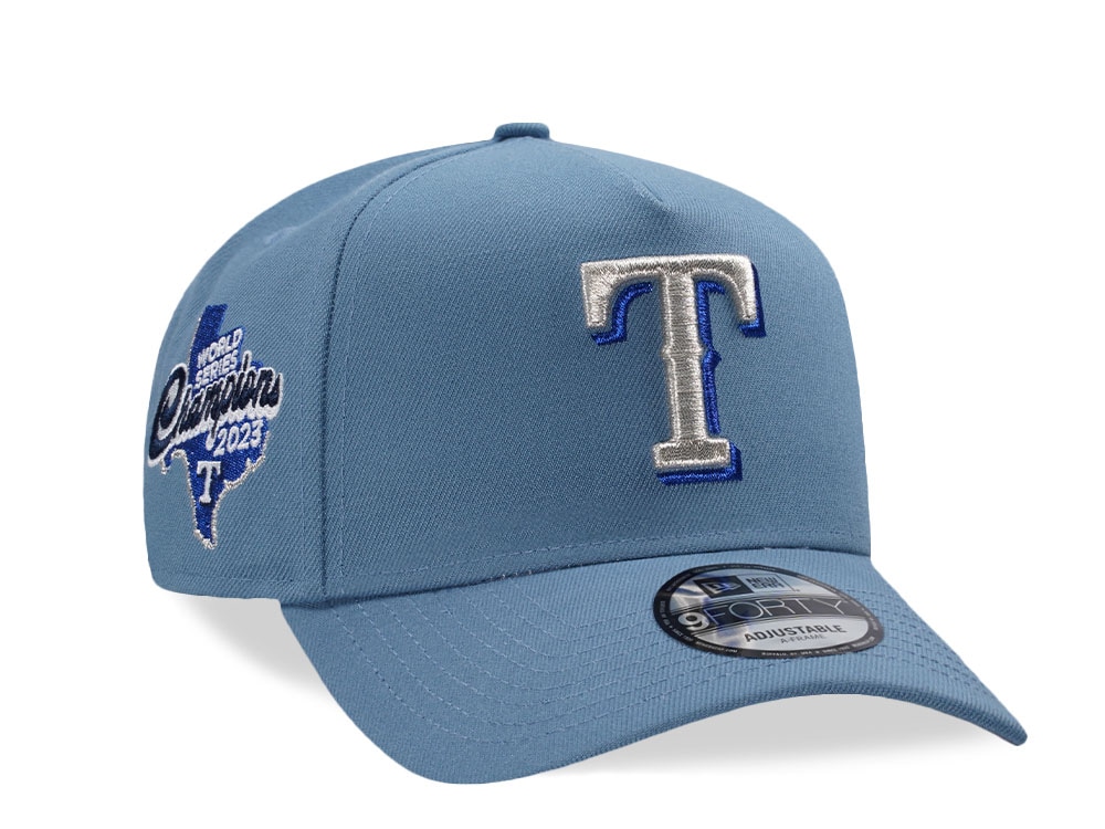 New Era Texas Rangers World Series Champions 2023 Blue Metallic Edition 9Forty A Frame Snapback Casquette