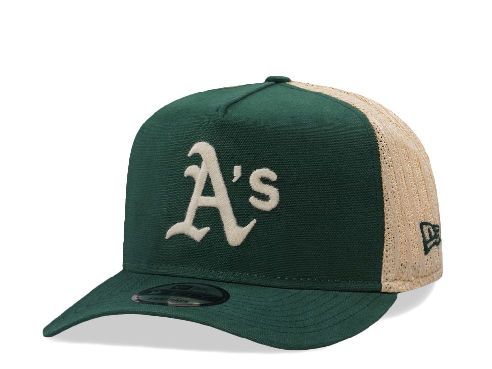 New Era Oakland Athletics Grained Green Edition 9Fifty Trucker A Frame Snapback Casquette