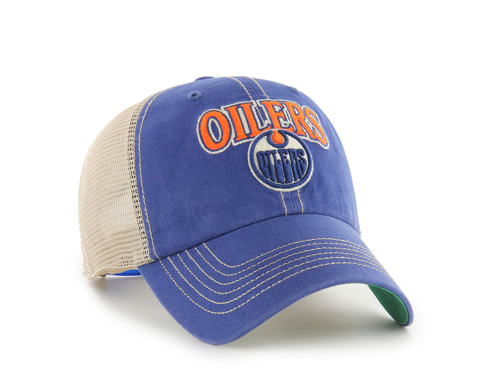 47Brand Edmonton Oilers Vintage Royal Blue Tuscaloosa Edition Trucker Clean Up Snapback Casquette