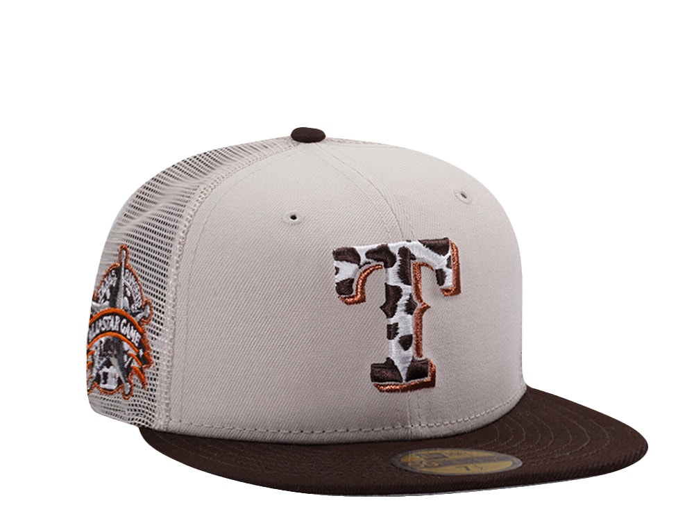 TruckerNew Era Texas Rangers All Star Game 1995 Stone Two Tone Edition 59Fifty Trucker Fitted Casquette