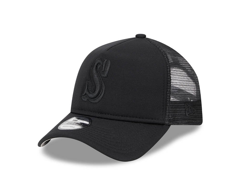 New Era Seattle Mariners Black All Day 9Forty A Frame Trucker Snapback Casquette